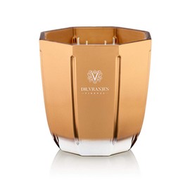 Dr. Vranjes - Decorative Candle Oro - Oud Nobile 500 g / 18 oz, Scented Candle, Refined Colored Glass Vessel Hand-Made, Octagonal Form, Color Gold, Made in Italy