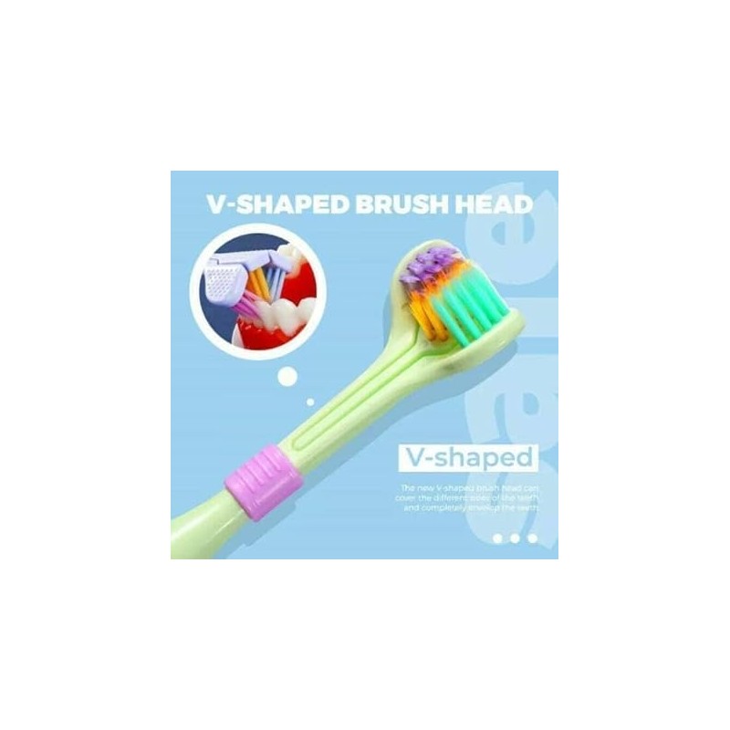 GANPUB 2 Pcs Three-Sided Soft Hair Toothbrush, Deeply and Thoroughly