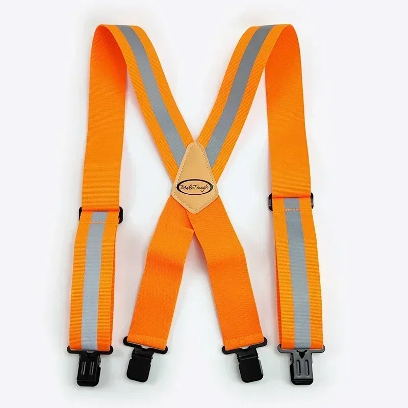 Men's Fluorescent Work Suspenders 5cm Wide Adjustable Elastic X-Back Braces