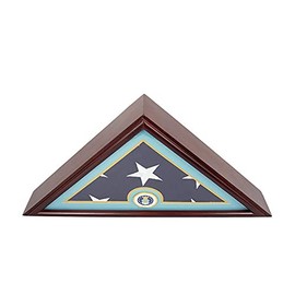 DECOMIL - AIR Force Flag Display Case Box, 5x9 Burial - Funeral - Veteran Flag Elegant Display Case with Flat Base, Solid Wood, Cherry Finish