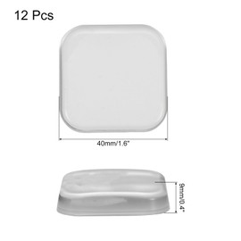 uxcell 12pcs Door Stoppers Quiet Wall Protectors 1.6" Self Adhesive Reusable Clear Rubber Knob, Square Wall Shield Cushion for Home, Office, Wall Protector from Door Knobs
