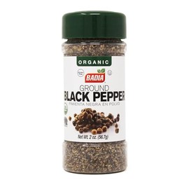 Badia Organic Ground Black Pepper 2 oz – Bold & Aromatic Fine Black Pepper Powder for Cooking, Seasoning & Marinades