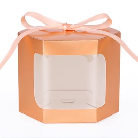24 gift boxes with display windows, hexagonal paper boxes with lids, suitable for gift giving, crafting, cakes, candy boxes, wedding party birthday gift boxes
