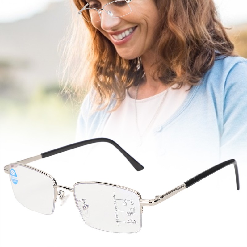 Metal Multifocal Fatigue Relief Reading Glasses Anti Blue Rays Presbyopic