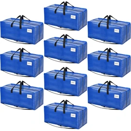 BAGAIL Heavy Duty Moving Bags with Strong Handle, Extra Large Moving Boxes, Storage Tote for Clothes, College Moving Supplies(Blue, Backpack, 10 Pack)