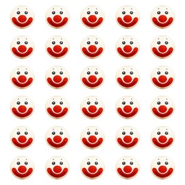 Wooden Beads with Face, Wooden Balls with Face 30 mm TAIZER 30 Pieces Smile Face Wooden Beads Wooden Balls with Face for Worry Worm Wooden Heads with Face Doll Head Beads (Joker Smiley Face)