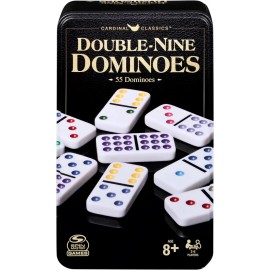 Cardinal Classics Double Nine Dominoes Set in Storage Tin | Dominoes for Kids