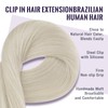 Fshine Clip in Human Hair Extensions 12 Inch Straight White