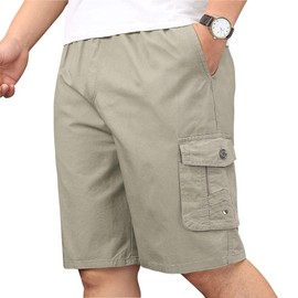 Putaowor Mens Lightweight Elastic Waist Cargo Short Relaxed Fit Summer Short Khaki 42
