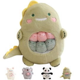 Aiuidun Cute Dinosaur Plush Pillow Toy,Removable Dinosaur Stuffed Animal Snack Pillow,Soft Dino Plushie Animal Throw Pillow Dolls Gifts for Girls Boys