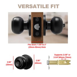 1 Pack Matte Black Door Knob with Lock & Key – Secure Keyed Entry Knob for Interior/Exterior Doors, Bedroom, Bathroom & Front Doors (Round Design)