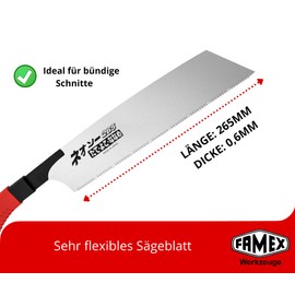 FAMEX 5547 Kataba Professional Japanese Saw - Japanese Pull Saw 265 mm - Hand Saw Wood Saw | Original Takagi | for Craftsmen and Industry