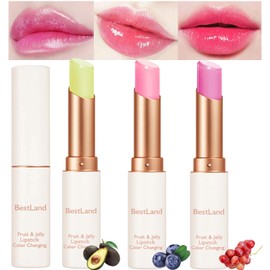 3 Pcs/Set Avocado, Grape & Blueberry Jelly Lipstick Set, Magic Color Changing Lip Balm | Temperature Reactive Moisturizing Lipstick for Dry & Mature Lips, Hydrating Long-Lasting Tinted Lip Gloss