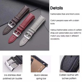 Aoeiwv Genuine Leather Watch Band Hand-Stitched Texture Padded Italian Leather Strap Quick Release 12mm 13mm 14mm 15mm 16mm 17mm 18mm 19mm 20mm 21mm 22mm 23mm 24mm Replacement Band for Women Men