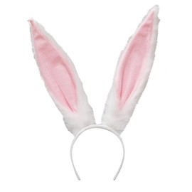 JazSwirl Bunny Ears Headband, Rabbit Ears Headband for Women, Easter Bunny Ears Hair Headbands Bunny Ears Easter Headbands (White Pink)