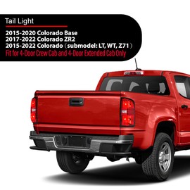 G-PLUS Right Tail Light Assembly w/Bulbs Fit For Chevy Colorado 2015-2022 Rear Brake Lamp(Fit 4-Door Crew Cab/Extended Cab Only),GM2801270 84169778 Red Lens Passenger Side Luces Traseras