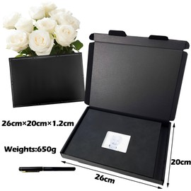 CXAFQ Black Funeral Sign in Notebook, Size 26 * 20 * 1.2cm, Memory Book, Condolence Book, Includes Attendance Book, Cardboard Box, Signboard, and Pen, Suitable for Funerals and Memorial Services