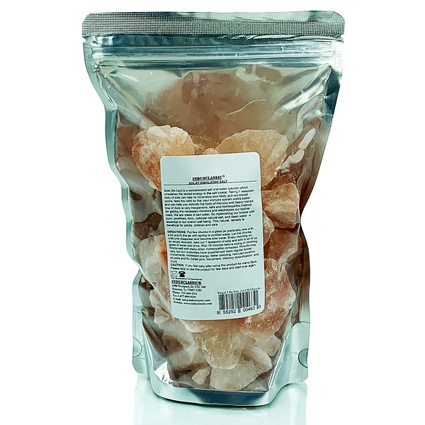 IndusClassic 2 lbs Sole Himalayan Salt Chunks Stone, Increase Hydration, Energy, Vibration, and Replenish Electrolytes with 84 Trace Minerals
