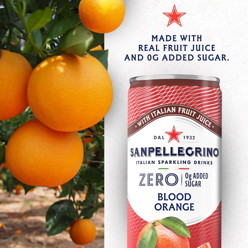 Sanpellegrino Zero Grams Added Sugar Italian Sparkling Drinks Blood Orange,