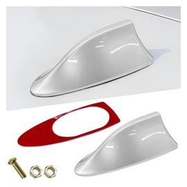 ZIMISI Car Shark Fin Antenna Cover, Plastic Auto Top Roof Mount Antenna Cover Replacement with Adhesive Tape, Universal Auto Signal Roof Aerial Decoration Accessories for Car SUV Truck (Silver)