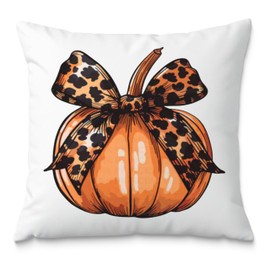 Fuasei Fall Pumpkin Pillow Covers - 18x18, Autumn Leopard Bow Pillow Covers for Thanksgiving & Fall Decor