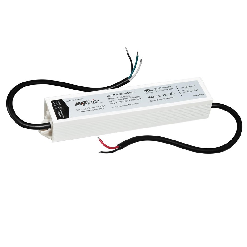 60W LED Power Supply, 12V DC Output, 100-240V AC Input,