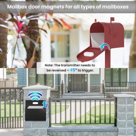 Mailbox Alarm, Wireless Long Range Mailbox Alert, Mailbox Chime Notification System 600 ft Long Range LED Light Flashing and Sound Reminderser Station for Delivered Mail