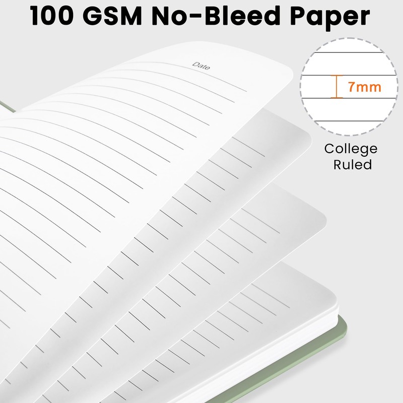 Lined Spiral Journal Notebook, A5 College Ruled Notebook for Journaling,