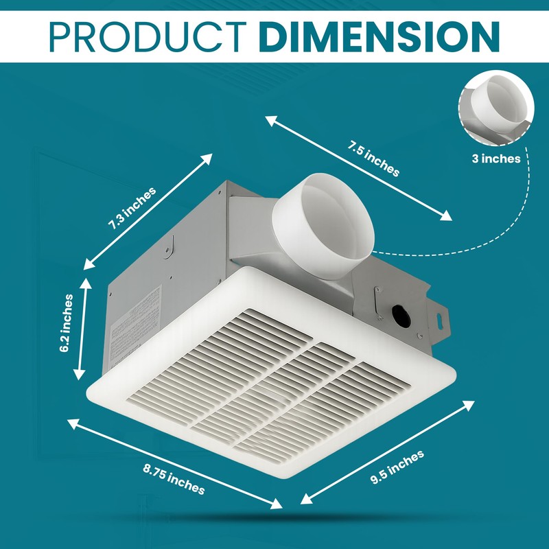 Harrier Hardware Bathroom Exhaust Fan 70 CFM Super Quiet 40dB