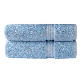 COTTON CRAFT Ultra Soft Luxury Set of 2 Ringspun Cotton Bath Sheets, 580GSM, Heavyweight, 35 inch x 70 inch, Light Blue