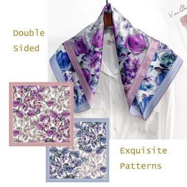 Julunar Silk Scarf for Women and Men with Double-sided Different Patterns Head Scarves Hair Wraps for Sleeping