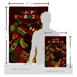 Ornament Collection Kwanzaa Mazao Burlap Garden House Flag Set Black History Kinara Candles Celebrates African Americans Heritage Decoration Banner Small Yard Gift Double-Sided, Made in USA
