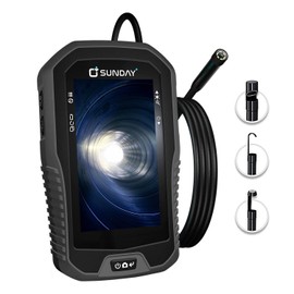 SUNDAY 1080p Inspection Camera with 7.9mm Dual Lens Waterproof Flexible Pipe, Men's Companion 0.31" borescope for Automotive Repairs, Fiber Optic Endoscope with Light, 32GB Card (Black)