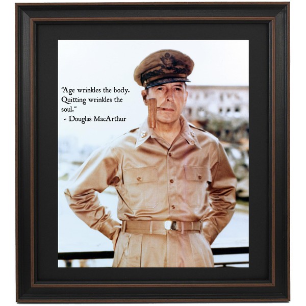 Douglas MacArther Portrait and Quote, "Age wrinkles the body. Quitting