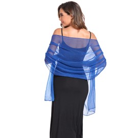 Chales y envolturas suaves y sedosas para mujer, para vestido de noche, elegante, boda, novia, dama de honor, Azul Real, 79''×27'’