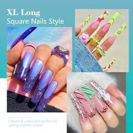 Flat No C Curve Clear Nail Tips for Acrylic Nails Professional, LIONVISON XXXL Extra Long Tapered Square Nail Tips, 12 Sizes Half Cover Straight Acryl