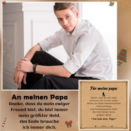 SUNSH Sohn/Papa Bracelet, Gift for Son/Dad, Stainless Steel Leather Bracelet, Engraving - Ich Liebe Dich, Gift for Son/Man/Dad, Motivational Gift, Father's Day/Graduation/Birthday/Christmas, 100%