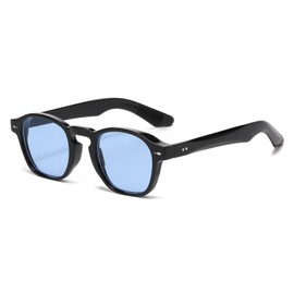 Gleyemor Fashion Sunglasses for Men Women Trendy Unisex Style UV400 Protection Shades (Black Frame/Clear Blue Lens)