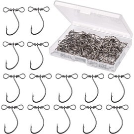 Drop Shot Fishing Hooks Swivels Without Twisting Line High Carbon Steel in-line Fish Hooks Drop Shot Rig Saltwater Freshwater Worm Hooks for Feeder Carp Fishing,Bass,Perch