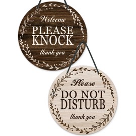 Putuo Decor Welcome Please Knock Do Not Disturb Door Hanger, PVC Round in A Meeting Sign for Office Door, in Session Sign for Therapists Office Clinic Treatment Double Sided Plaque 6.2 in