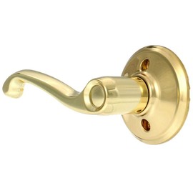Schlage F170 FLA 605 LH Left Handed Flair Door Lever, One Sided Non-Turning Dummy Door Handle, Bright Brass