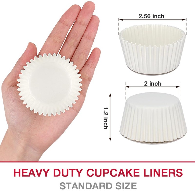 Goalfly Heavy Duty Standard White Cupcake Liners, 200 Pcs Muffin