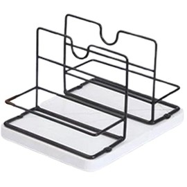 YaeTOP Napkin Holder, Rotatable Metal Napkin Holder Caddy Modern Napkin Dispenser for Table Kitchen Countertop, Not Including Salt and Pepper Shakers (Wood color)