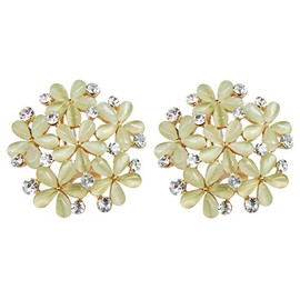 Navachi 18k Gold Plated Green Created-Opal Crystal Flower Omega Back Az2513 Stud Earrings