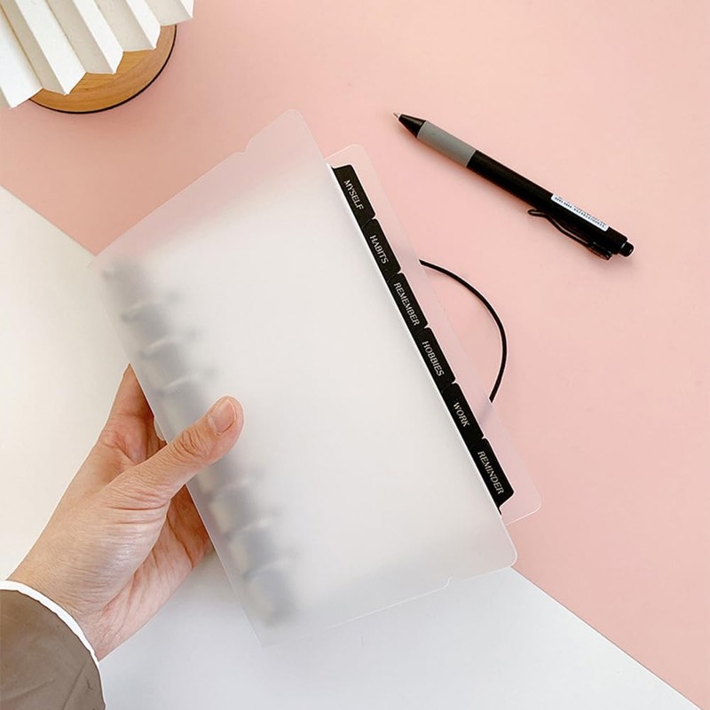 ESJNNK Index Card A5 Divider Card 7pcs 6 Holes PP