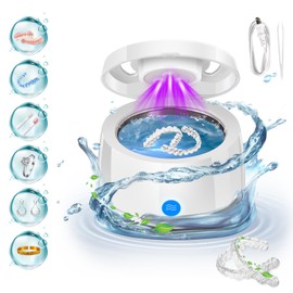 Ultrasonic Retainer Cleaner,Denture Cleaner Machine for Night Guard,Mouth Guards,Braces,Toothbrush Heads,Jewelry with 200ML Capacity,Night Guard Cleaner as Gift