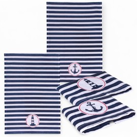 MIJOMA 2er-Set Geschirrtücher – Küchentücher Maritimes Design, 100% Baumwolle, saugfähig & langlebig, 40 x 60 cm (Blau-Weiß Gestreift)