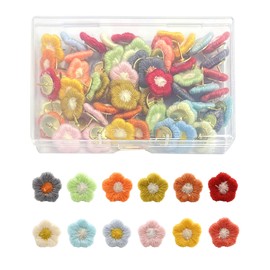 Pack of 60 Flower Push Pins, Flower Thumb Nails, Decorative Tacks, Bulletin Board Thumb Nails, Colourful Drawing Pins, Suitable for Cork Board (12 Colours)