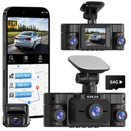 HUPEJOS Dash Cam Front & Rear 360° Dash Camera Car 4 Channel 4K/2K FHD Mini Dash Cam Car Camera Built-in WiFi GPS Free 64GB Card Voice Control Night Vision WDR/HDR 24 Hour Parking Mode