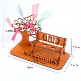 I LOVE MOM Money Gift 60th Birthday Wood, Make Your Own Wooden Sign Guest Book, DIY Three-Dimensional Trees Bench Decoration Numbers for Gifts, Weddings, Parties, Birthdays, Anniversaries
